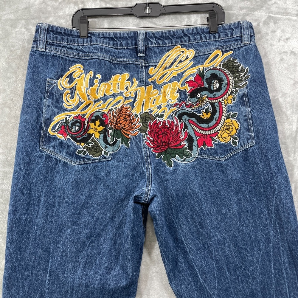 NINTH HALL AMBUSH Jeans Mens 40x27 Dragon Embroidered Baggy Wide Leg VTG Y2K - Picture 2 of 8